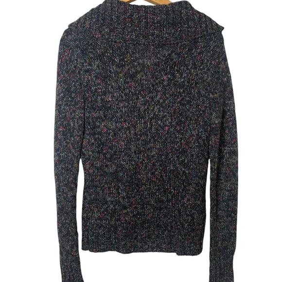 Liz & Company Sweater Size Small Vintage Grey Sweater Fold Over Collar Speckled - Picture 2 of 6